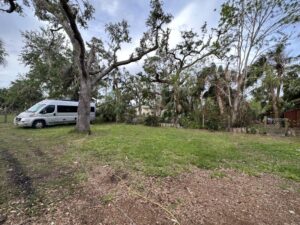 Backyard cleaned - moved van back